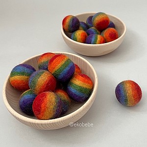 Set Vilten Ballen Regenboog Kleuren 3.5 cm (7 stuks)