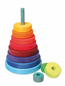 Grimms Wooden Conical Tower - Rainbow Colors