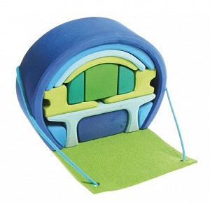 Grimms Wooden Blue-Green Mobile Home