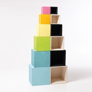 Grimms Wooden Rainbow Set Boxes - Pastel Colors