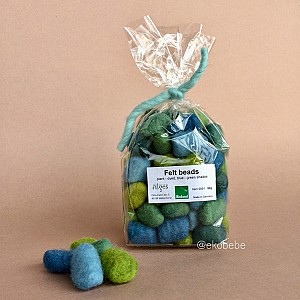 Organische Viltkralen Plantgeverfd 50gr. - Blauw Groen