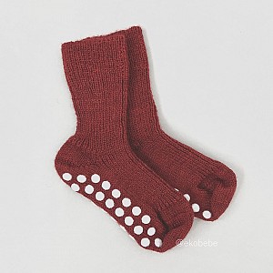 Wollen Sokken met Anti-Slip Stippen - Rood