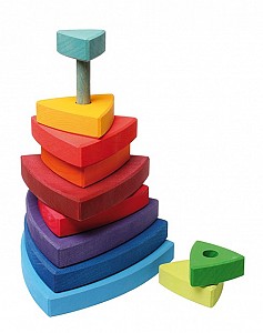 Grimms Wooden Conical Tower Wankel - Rainbow Colors
