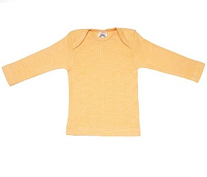 Shirt van Wol/Zijde/Katoen - Geel melange