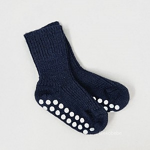 Wollen Sokken met Anti-Slip Stippen - Blauw