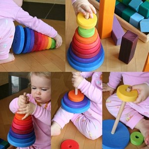 Grimms Wooden Conical Tower - Rainbow Colors
