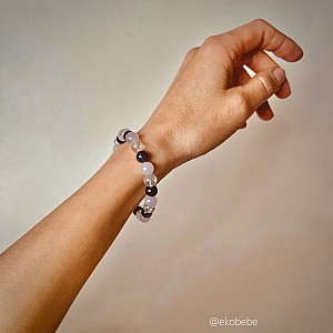Dames Armband Rozenkwarts Bergkristal Amethist 8mm